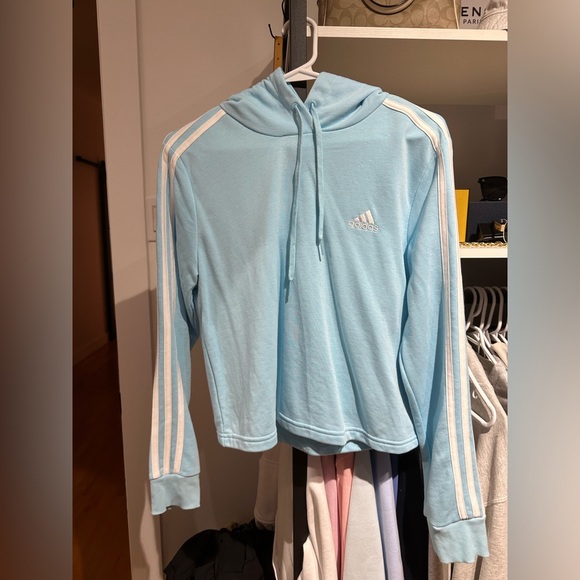 Adidas Originals 3 Stripe Baby Blue Hoodie - Picture 7 of 8